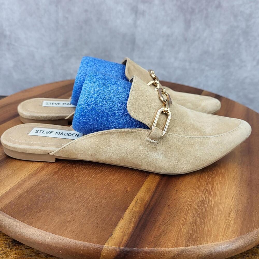 Steve Madden Mules‎ Womens 6.5 M Tan Suede Pointed Toe Faraway Flat Shoes
